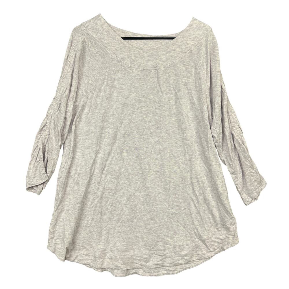 Zenergy Chicos Womens Shirt White Purple Pullover 3/4 Sleeve Tunic Stretch 3